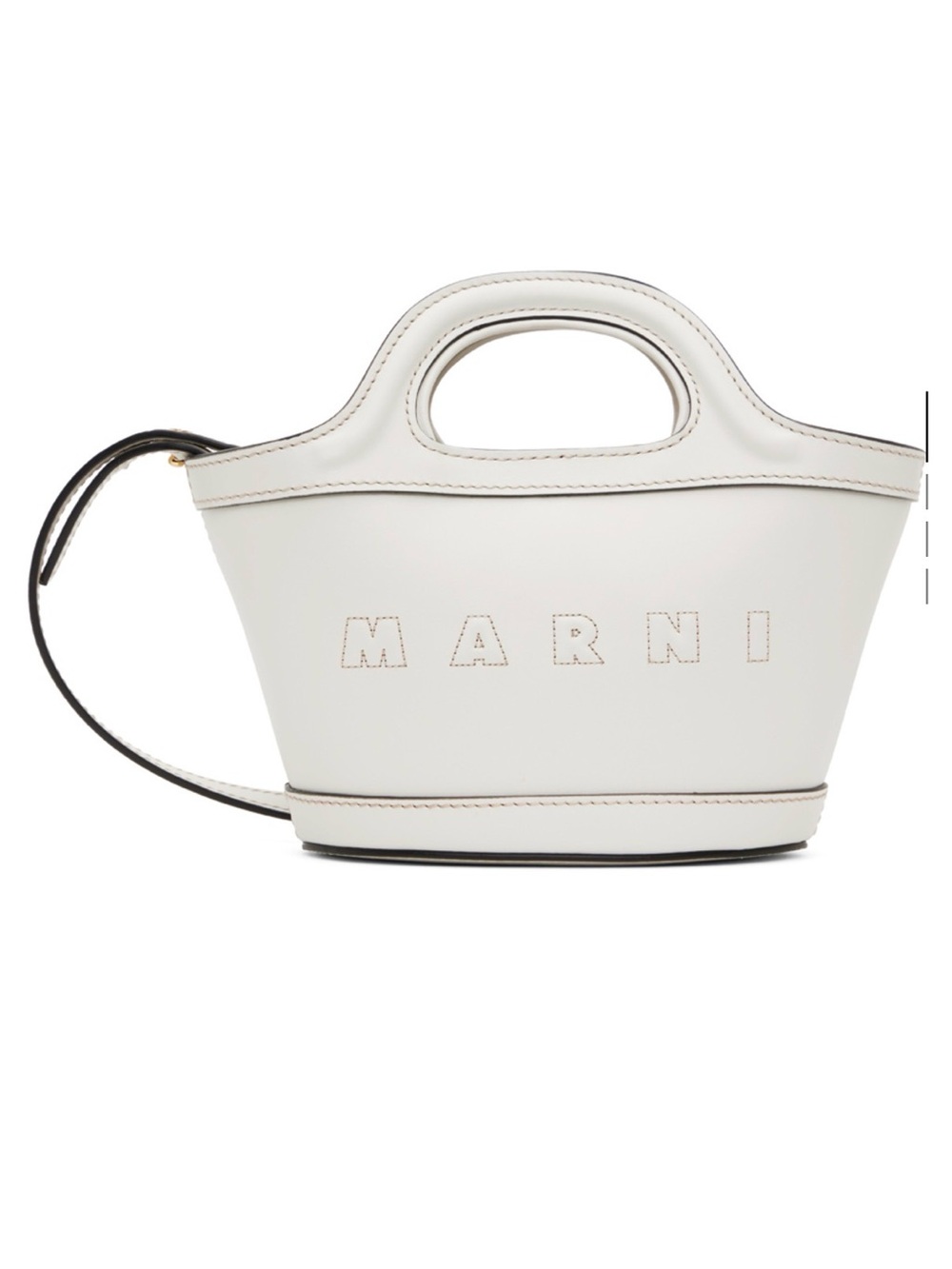 Marni White Mini Leather Tote with Top Handles